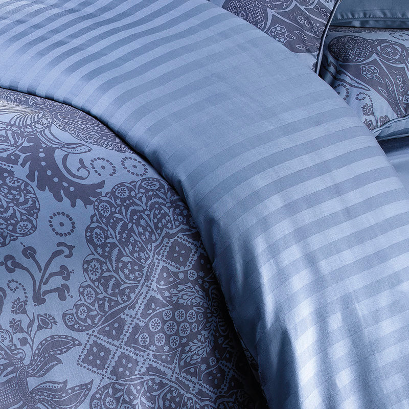 Housse de couette + taie(s) d'oreiller satin de coton - Arles bleu - CXL by Christian Lacroix Maison