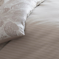 Housse de couette + taie(s) d'oreiller satin de coton - Arles taupe rayé - CXL by Christian Lacroix Maison