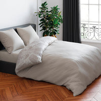 Housse de couette + taie(s) d'oreiller satin de coton - Arles taupe rayé - CXL by Christian Lacroix Maison