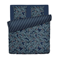 Housse de couette + taie(s) d’oreiller satin de coton - Calathea bleu foncé - 200 x 220 cm + 2 x (80 x 80 cm)