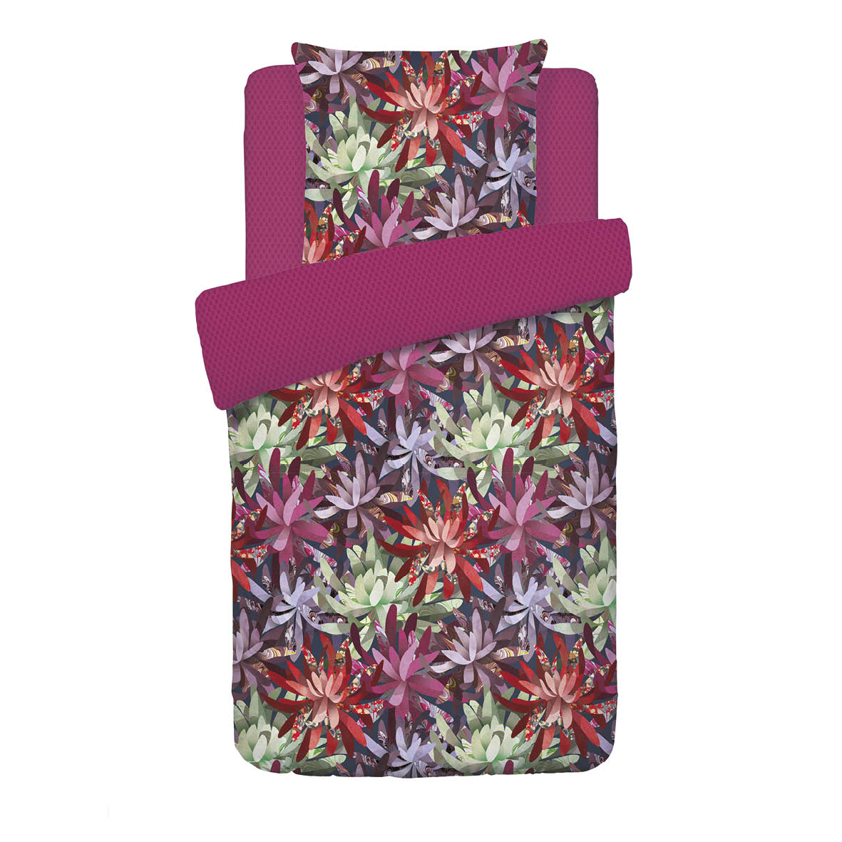 Housse de couette + taie(s) d'oreiller satin de coton - Fleurs psychédéliques Fuchsia - CXL by Christian Lacroix Maison