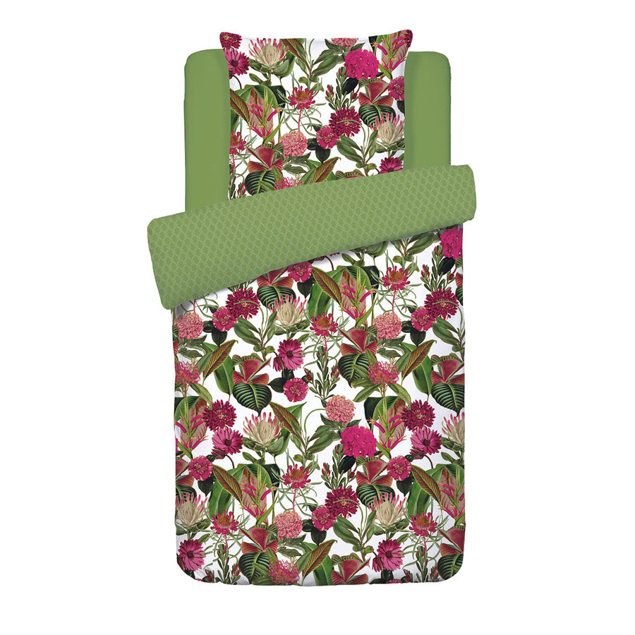 Duvet cover + pillowcase(s) cotton satin - Garden Green