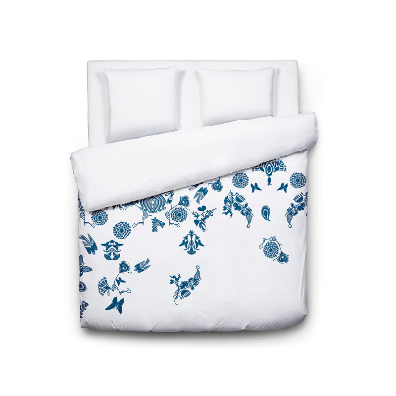 Housse de couette + taie(s) d'oreiller satin de coton - Love stories bleu/blanc - CXL by Christian Lacroix Maison
