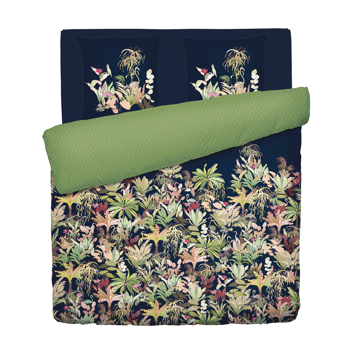 Housse de couette + taie(s) d'oreiller satin de coton - Miami Bleu foncé - 240 x 220 cm + 2 x (63 x 63 cm)
