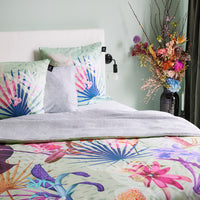 Housse de couette + taie(s) d'oreiller satin de coton - Multico vert Paradiso - CXL by Christian Lacroix Maison