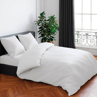 Housse de couette + taie(s) d'oreiller satin de coton - Rayure tissé blanc - CXL by Christian Lacroix Maison