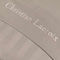 Housse de couette + taie(s) d'oreiller satin de coton - Rayure tissé taupe - CXL by Christian Lacroix Maison