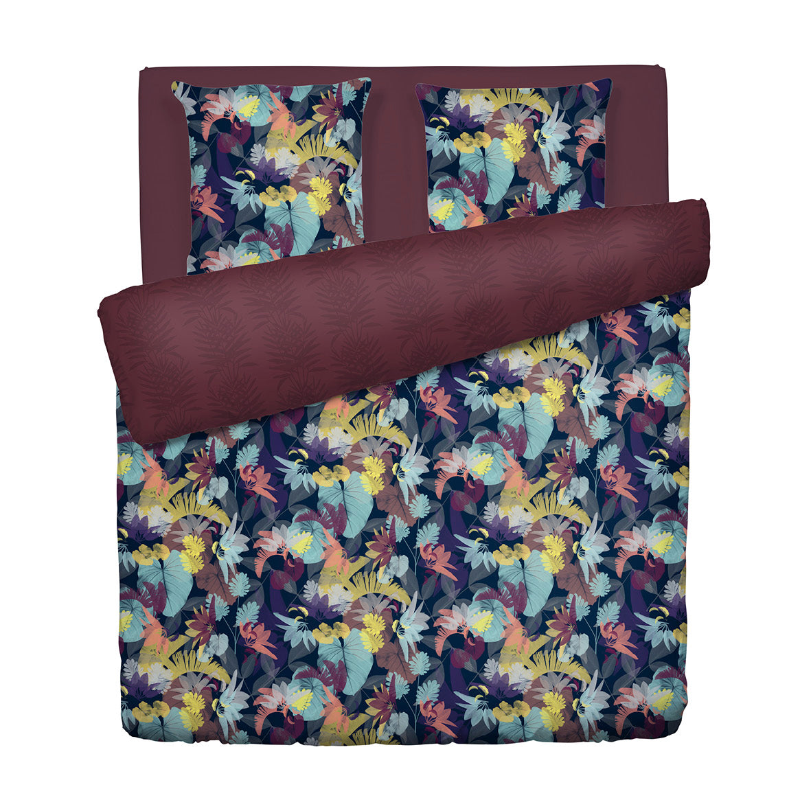 Housse de couette + taie(s) d'oreiller satin de coton - Tanzanie Prune - CXL by Christian Lacroix Maison