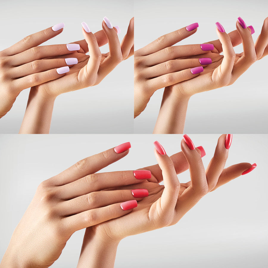 Set of 3 nail polishes with base coat and top coat