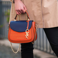 Petit sac à main Haussmann en cuir croco et rabat cuir lisse - CXL by Christian Lacroix Maison
