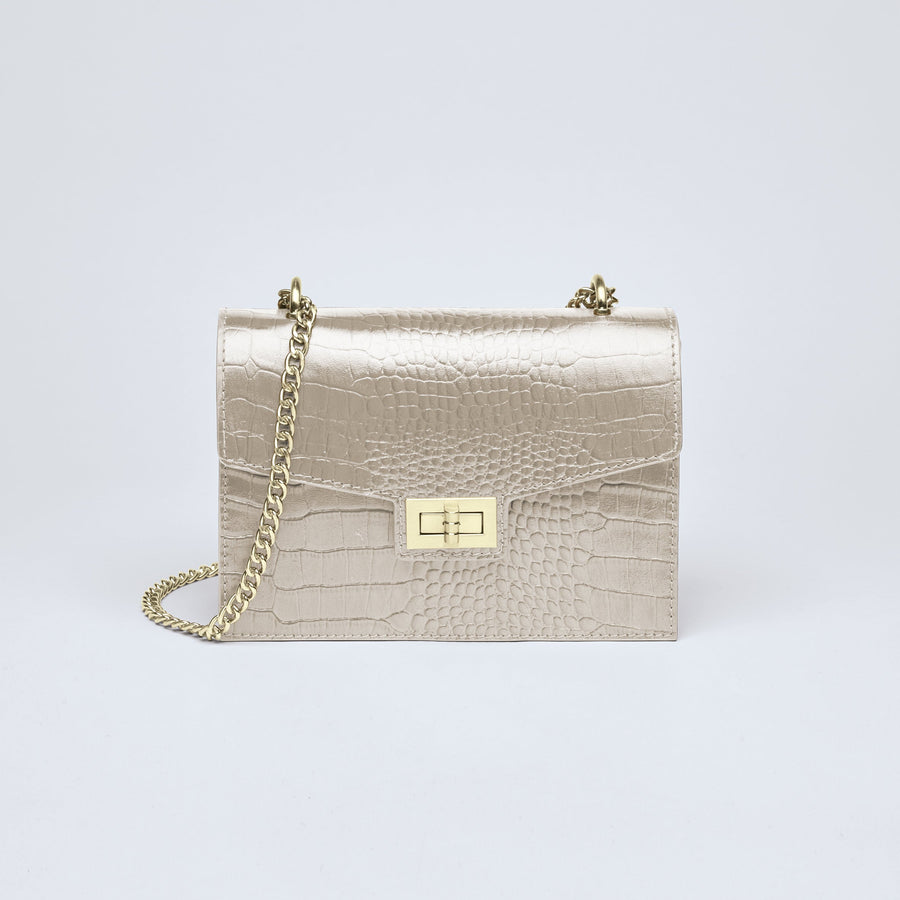 Sac bandoulière Peuplier en cuir croco
