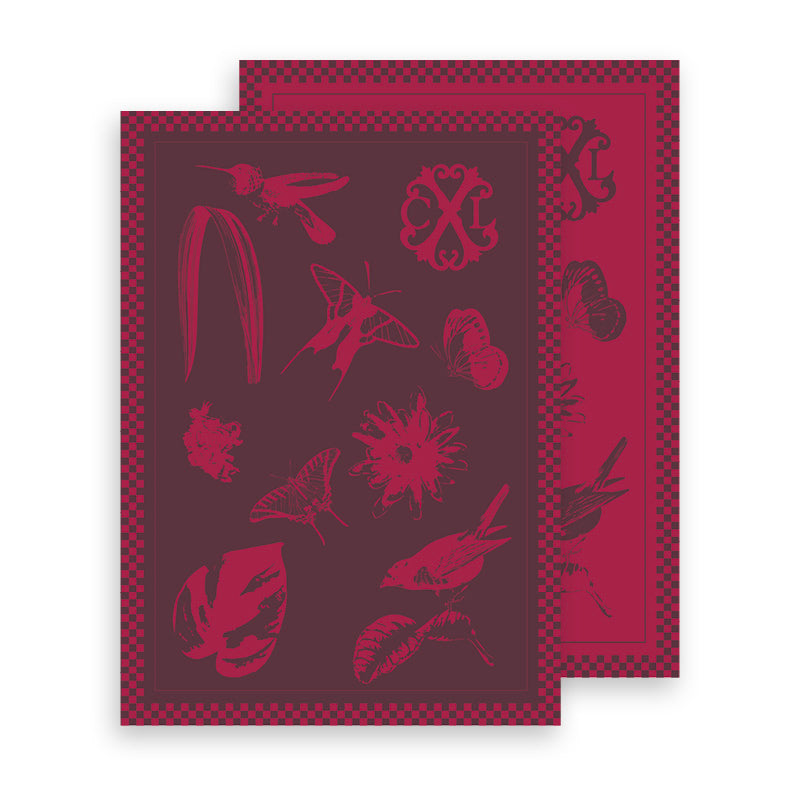 SET DE 2 TORCHONS PRIMAVERA - Gris foncé / Bordeaux - CXL by Christian Lacroix Maison
