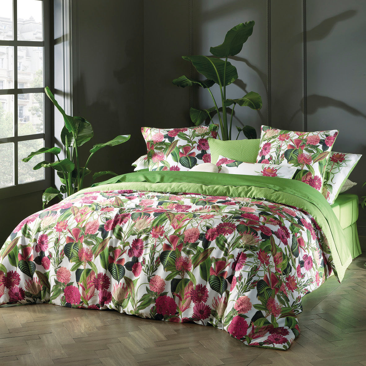 Taie de traversin satin de coton - Garden Micro Vert