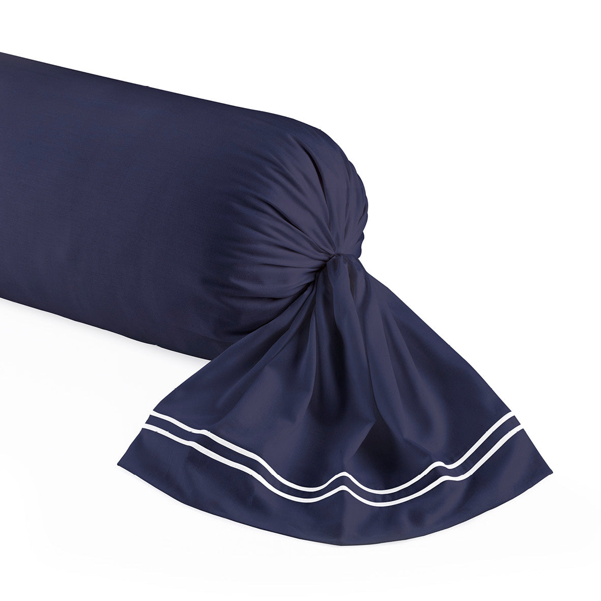 Taie de traversin satin de coton - Nîmes Blanc / Bleu foncé - CXL by Christian Lacroix Maison
