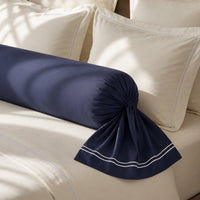 Taie de traversin satin de coton - Nîmes Blanc / Bleu foncé - CXL by Christian Lacroix Maison