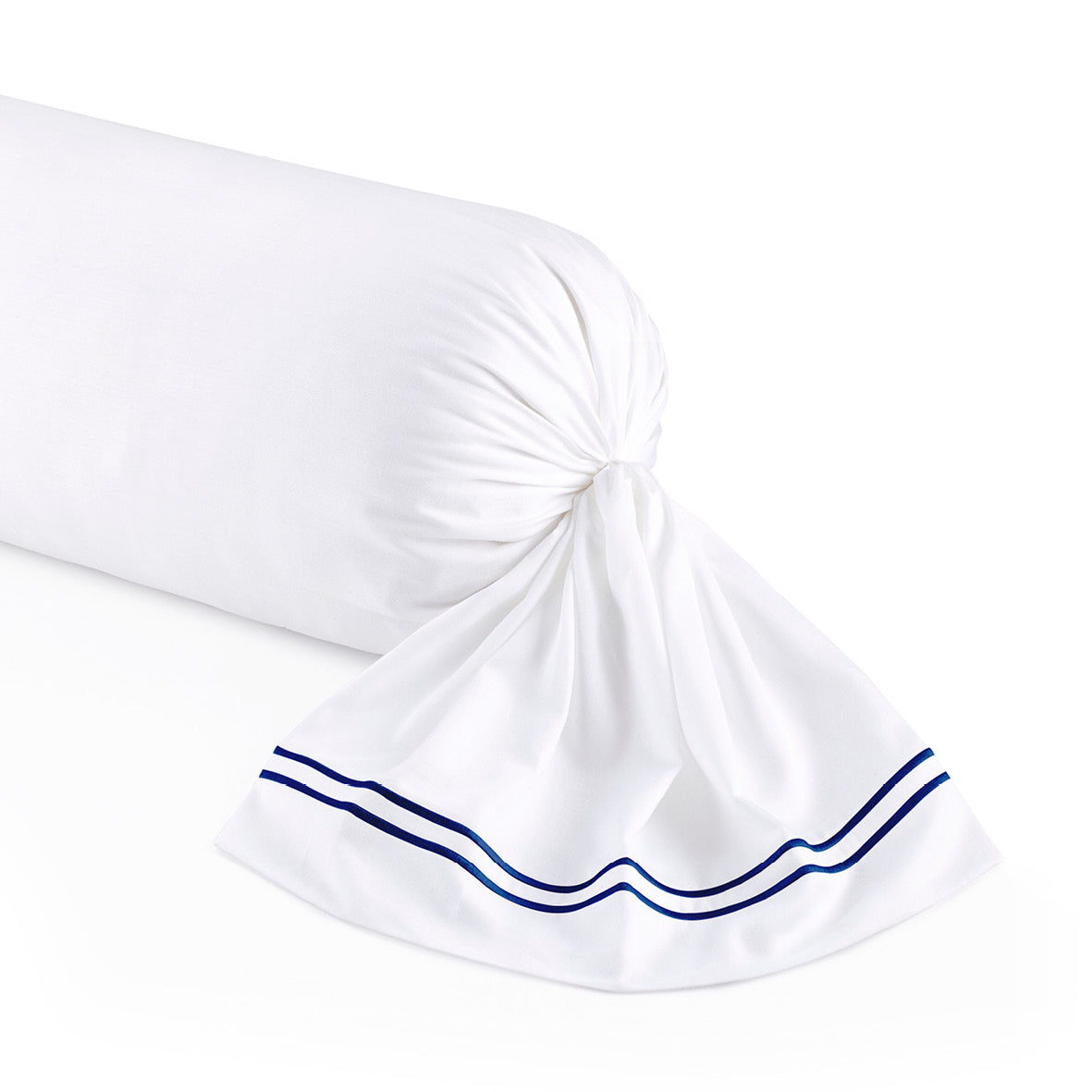 Taie de traversin satin de coton - Nîmes Bleu foncé / Blanc - CXL by Christian Lacroix Maison