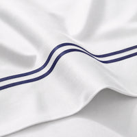Taie de traversin satin de coton - Nîmes Bleu foncé / Blanc - CXL by Christian Lacroix Maison