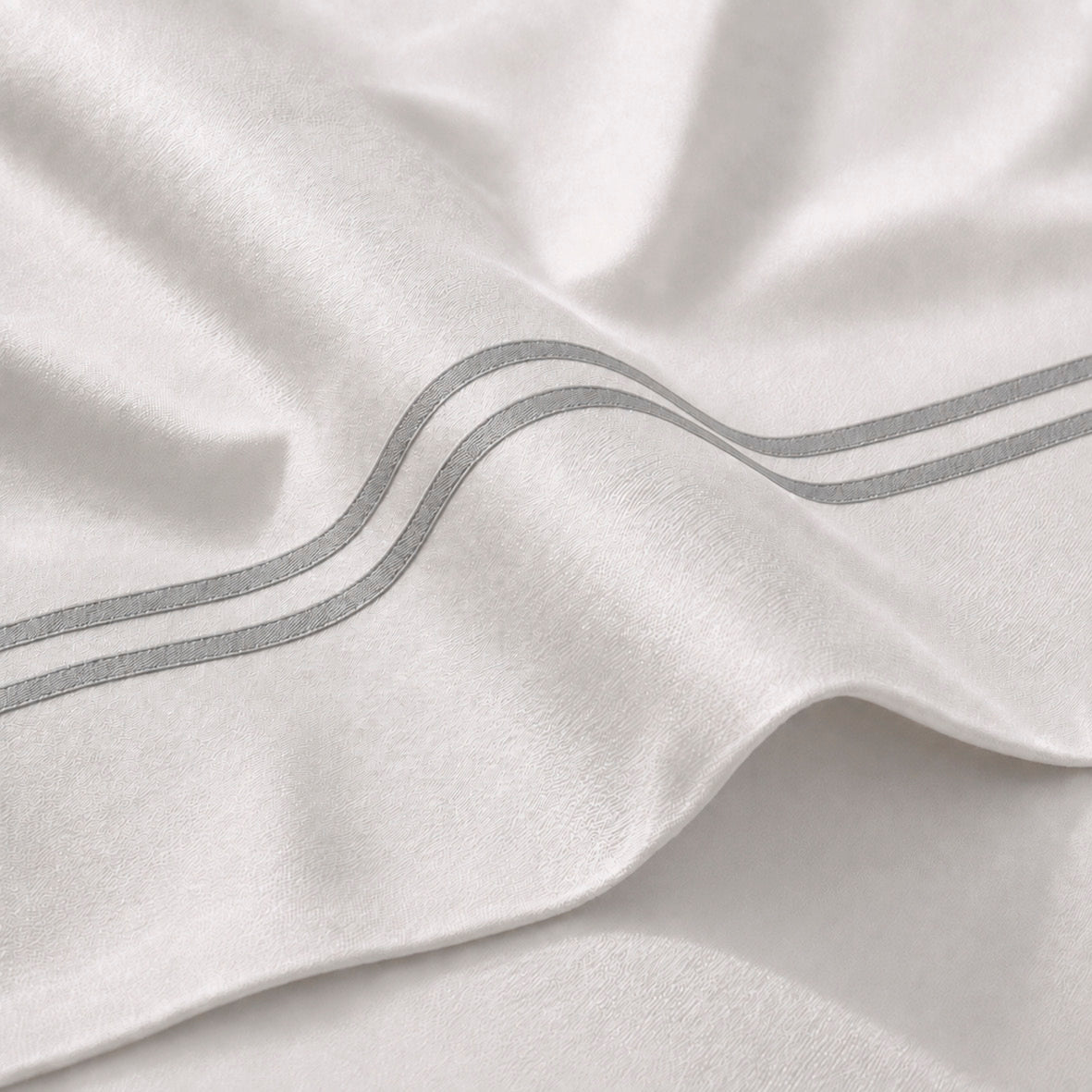 Taie de traversin satin de coton - Nîmes Gris / Blanc - CXL by Christian Lacroix Maison
