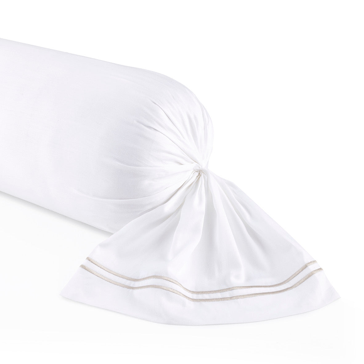 Taie de traversin satin de coton - Nîmes Taupe / Blanc - CXL by Christian Lacroix Maison