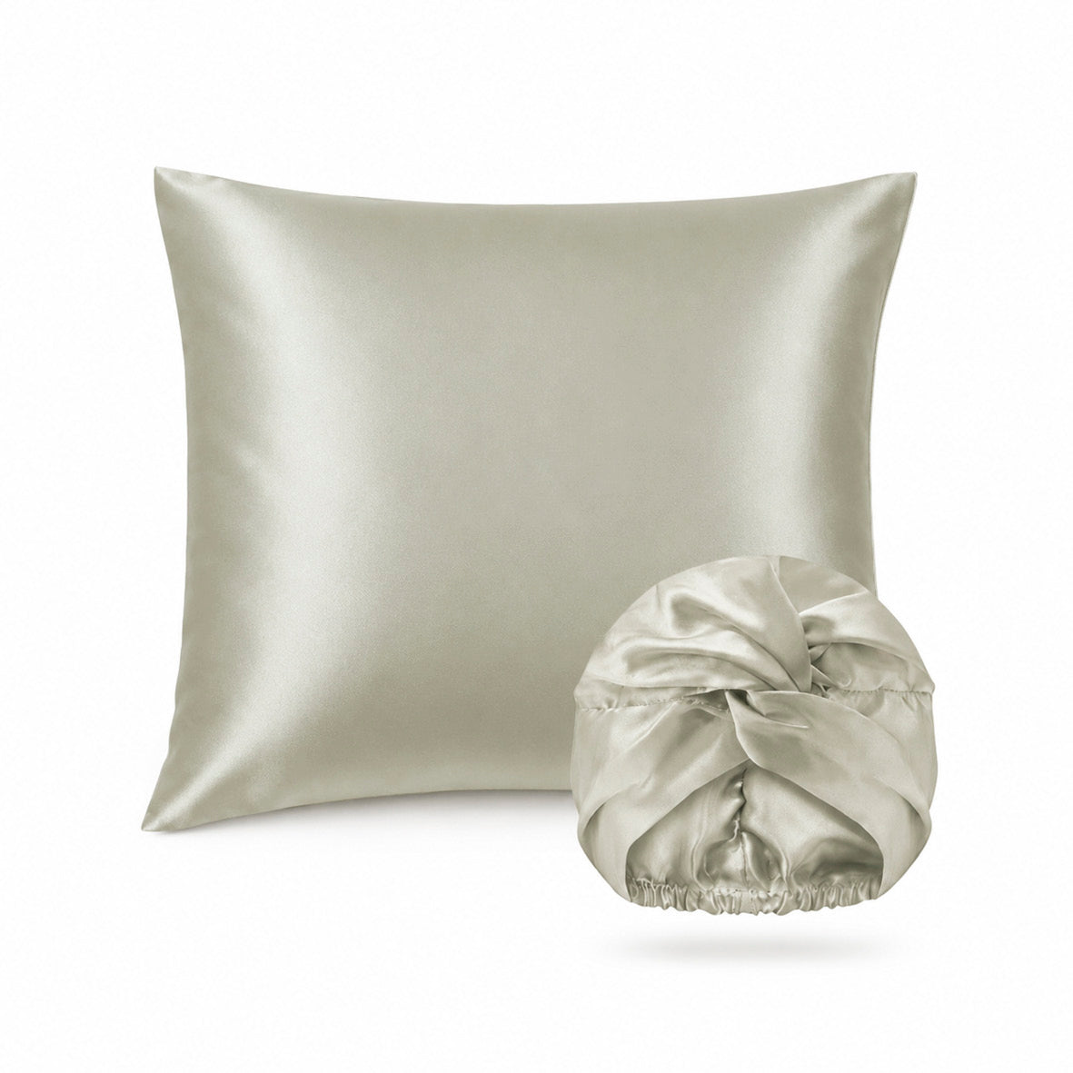 Taie d'oreiller + bonnet de nuit en soie - Brume de soie Vert sauge - CXL by Christian Lacroix Maison