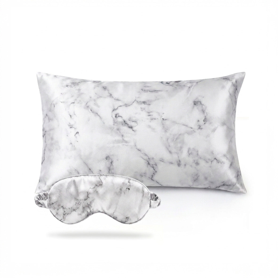 Taie d'oreiller + masque de nuit en soie - Brume de soie Marbre gris - CXL by Christian Lacroix Maison