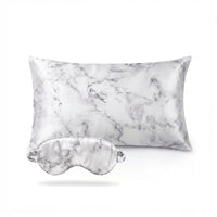 Taie d'oreiller + masque de nuit en soie - Brume de soie Marbre gris - CXL by Christian Lacroix Maison