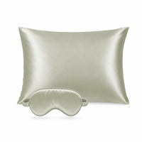 Taie d'oreiller + masque de nuit en soie - Brume de soie Vert sauge - CXL by Christian Lacroix Maison