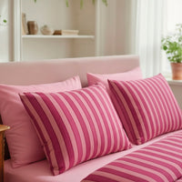 Taie d’oreiller satin de coton - Faisceau Rose