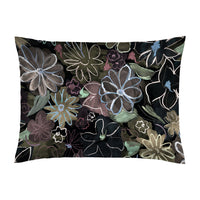 Taie d’oreiller satin de coton - Fleurs pastel Noir - 2 x (50 x 70 cm)