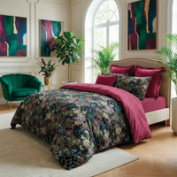 Taie d’oreiller satin de coton - Fleurs pastel Noir