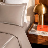 Taie d'oreiller satin de coton - Nîmes Blanc / Taupe - CXL by Christian Lacroix Maison