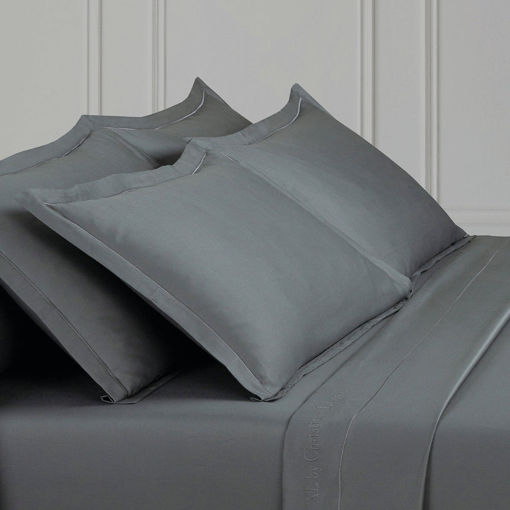 Taie d'oreiller satin de coton - Uni 1 baratta Graphite - CXL by Christian Lacroix Maison