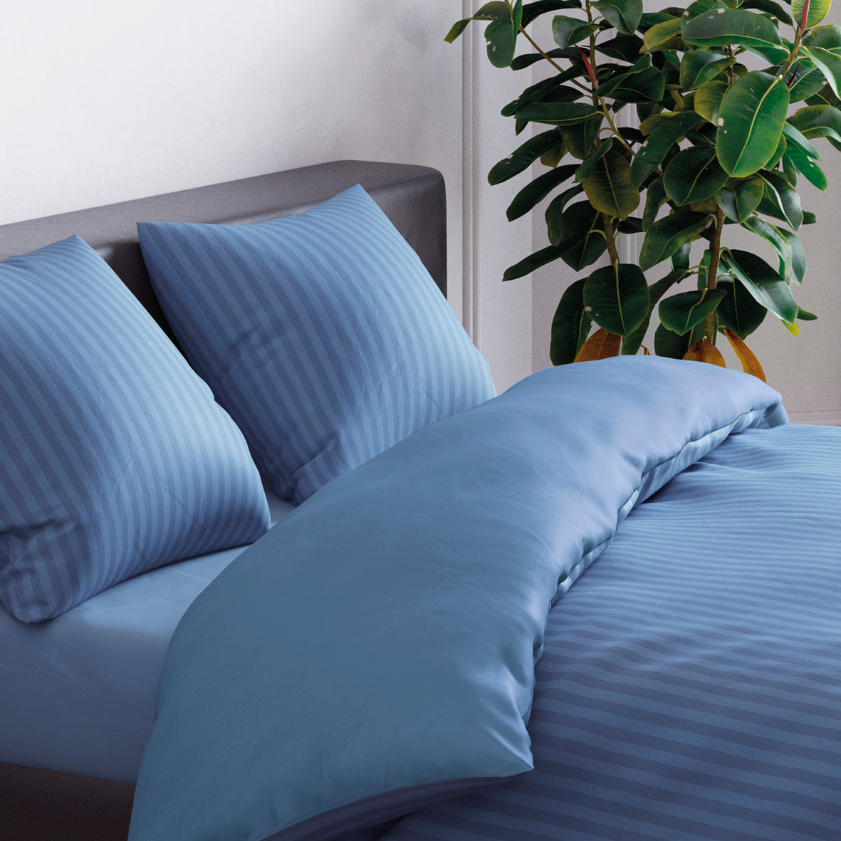 Taie(s) d'oreiller en satin de coton - Rayure tissé bleu - CXL by Christian Lacroix Maison