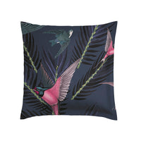 Taie(s) d'oreiller satin de coton - Hirondelles Bleu - 2 x (63 x 63 cm)