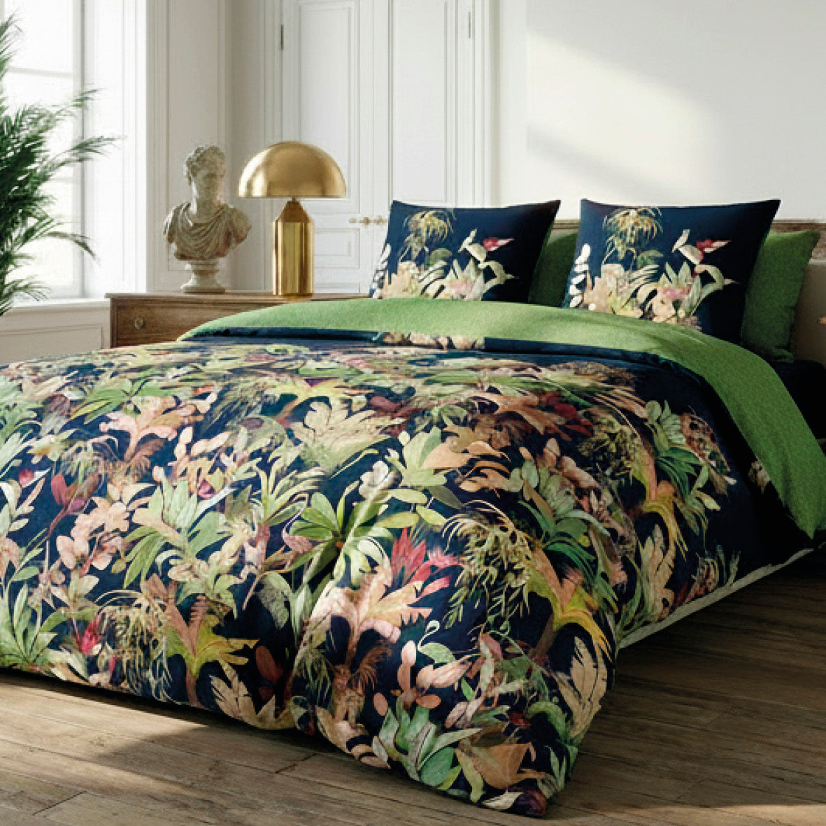 Taie(s) d'oreiller satin de coton - Miami Bleu foncé