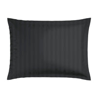Taie(s) d’oreiller satin de coton rayure tissé dobby - Noir - 2 x (50 x 70 cm)