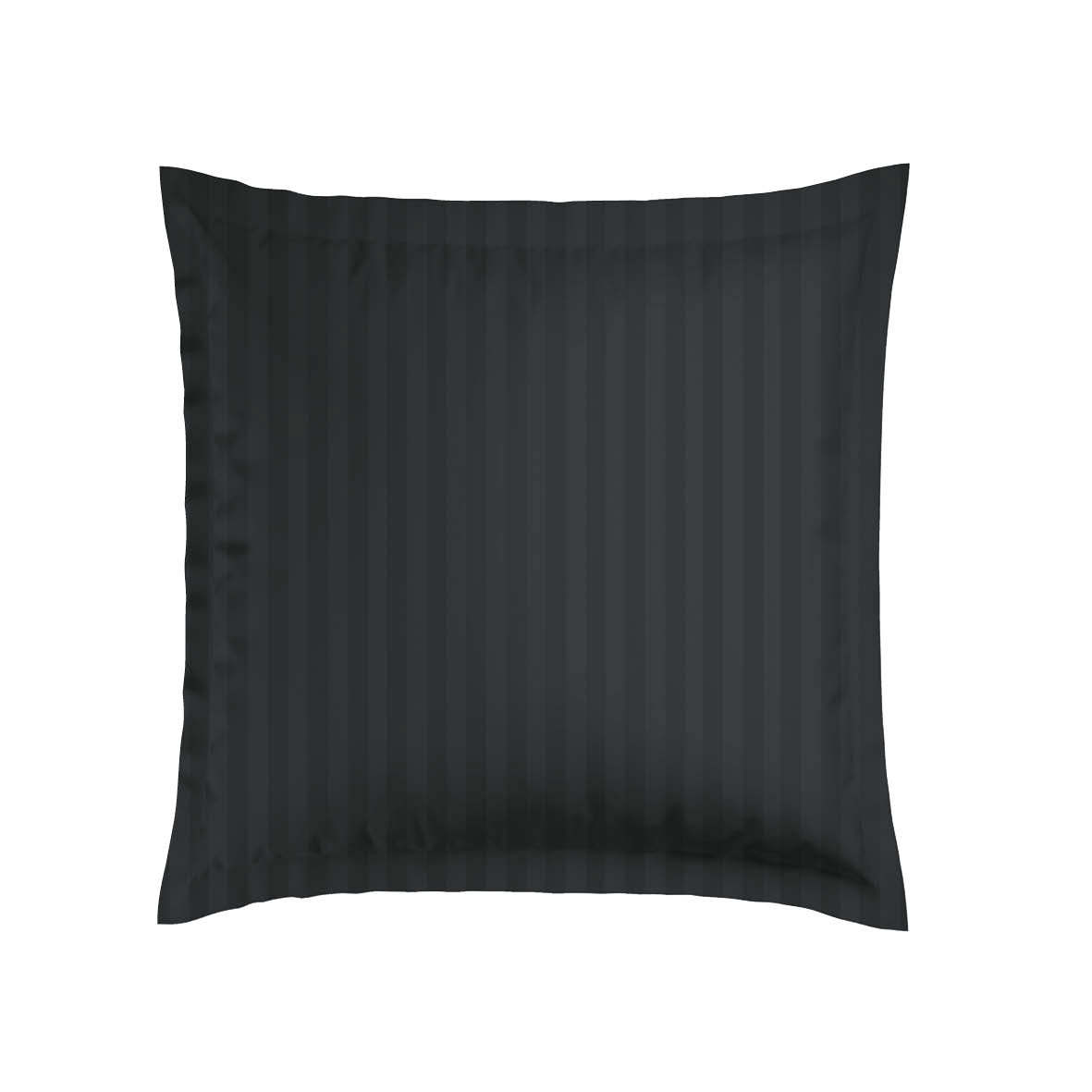 Taie(s) d’oreiller satin de coton rayure tissé dobby - Noir - 2 x (63 x 63 cm)