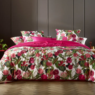 HOUSSE DE COUETTE - 100% satin de coton - Garden Fuchsia - CXL by Christian Lacroix Maison